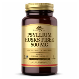 Клітковина лушпиння подорожника, Psyllium Husks Fiber 500 mg - 200 Vcaps Solgar