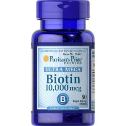 Біотин Puritan's Pride Biotin 10000 mcg Ultra Mega 50 softgels Puritan's Pride