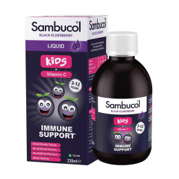 Витамины для иммунитета детские (Kids Liquid + Vitamin C), Sambucol, 230 мл
