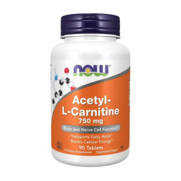 Ацетил-L-Карнітин NOW (Acetyl-L-Carnitine) 750 мг, 90 табл