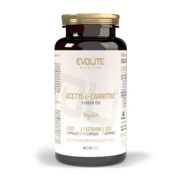 L-Карнітин та екстракт зеленого чаю Evolite Nutrition (Acetyl L-Carnitine + Green Tea), 100 веган капсул