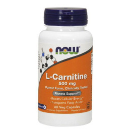 L-Карнітин NOW (L-Carnitine) 500 мг, 60 веган капсул