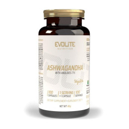 Ашвагандха екстракт кореня (Ashwagandha), 375 мг, Evolite Nutrition, 100 веган капсул