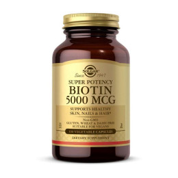 Біотин (Biotin) 5000 мкг, Solgar, 100 веган капсул