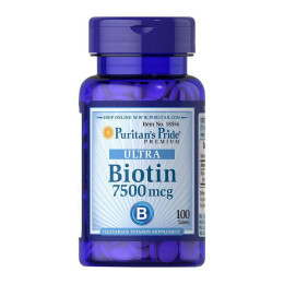 Біотин (Ultra Biotin) 7500 мкг, Puritan's Pride, 100 табл.