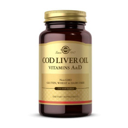 Вітаміни А та D3 з печінки тріски (Vitamins A and D3 cod liver oil), Solgar, 250 м'яких капсул