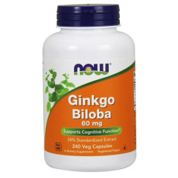 Гінкго Білоба (Ginkgo Biloba) 60 мг, Now Foods, 240 капсул