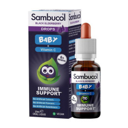 Краплі для імунітету Чорна бузина + Вітамін С (Black Elderberry Drops For Babys + Vitamin C), Sambucol, 20 мл