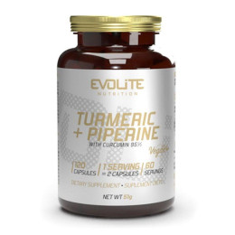 Куркума та Піперін (Turmeric + Piperine), Evolite Nutrition, 120 веган капсул