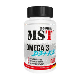 Омега 3 и Витамимины Д3 +К2 (Omega 3 D3 + K2), MST, 60 мягких капсул