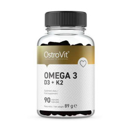 Омега 3 та Вітаміни Д3+К2 (Omega 3 D3+K2), OstroVit, 90 капсул