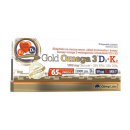 Омега 3 с витамином Д3 и К2 (Gold Omega 3 65% D3+K2), Olimp, 30 капсул