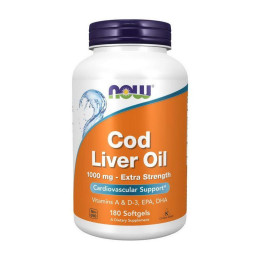 Риб'ячий жир з печінки тріски (Cod Liver Oil) 1000 мг, Now Foods, 180 м'яких капсул