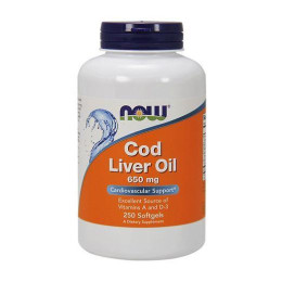 Риб'ячий жир з печінки тріски (Cod Liver Oil) 1000 мг, Now Foods, 250 м'яких капсул