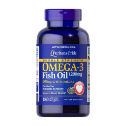 Риб'ячий жир Омега 3 (Omega-3 Fish Oil double strength) 1200 мг, Puritan's Pride, 180 м'яких капсул