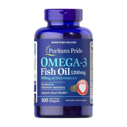 Риб'ячий жир Омега 3 (Omega-3 Fish Oil) 1200 мг, Puritan's Pride, 100 м'яких капсул