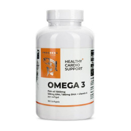 Риб'ячий жир Омега 3 та Вітамін Е (Omega 3 + Vitamin E), Progress Nutrition, 180 м'яких капсул