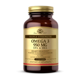 Риб'ячий Жир, Омега 3 (Omega 3 950 mg EPA & DHA), Solgar, 50 м'яких капсул