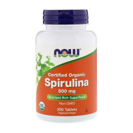 Спирулина (Spirulina certified organic) 500 мг, Now Foods, 200 табл