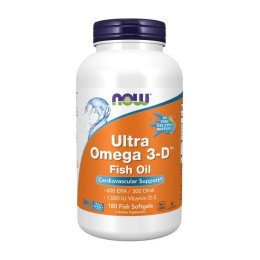 Ультра Омега 3 (Ultra Omega 3-D), Now Foods, 180 рибних м'яких капсул