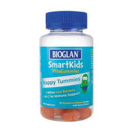 Bioglan комплекс для Травлення + Вітамін С для дітей (Smartkids Happy Tummies), Bioglan, 30 желейок, Полуниця