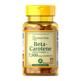 Бета-каротин (Beta-Carotene) 7500 мкг, Puritan's Pride, 100 м'яких капсул