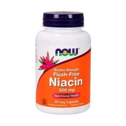 Вітамін В3 ніацин з інозитолом (Flush-Free Niacin Double Strength) 500 мг, Now Foods, 90 веган капсул