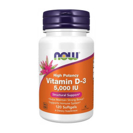 Вітамін Д3 (Vitamin D-3) 125 мкг, 5000 МО, Now Foods, 120 м'яких капсул