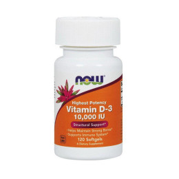 Вітамін Д3 (Vitamin D-3) 250 мкг, 10000 МО, Now Foods, 120 м'яких капсул