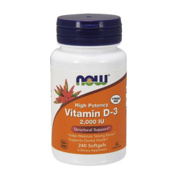 Вітамін Д3 (Vitamin D-3) 50 мкг, 2000 МО, Now Foods, 240 м'яких капсул