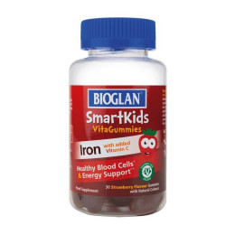 Залізо для дітей (Smartkids Iron + Vitamin C), Bioglan, 30 жувальних табл, Полуниця