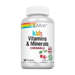 Мультивітаміни для дітей (Children's Chewable Vitamins & Minerals), Solaray, 120 жувальних табл, Чорна вишня