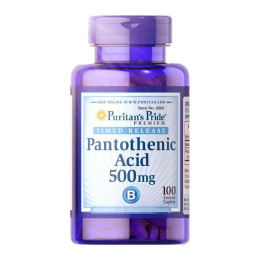 Пантотенова кислота (Pantothenic Acid) 500 мг, Puritan's Pride, 100 каплет