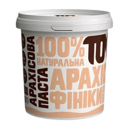 Арахісова паста TOM peanut butter, 1000 г, Кранч з фініками та білим шоколадом