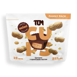 Цукерки з арахісової пастою чорний шоколад - Family Pack, TOM peanut butter, 225 г