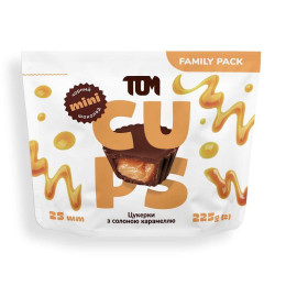 Цукерки із солоною карамеллю чорний шоколад - Family Pack, TOM peanut butter, 225 г