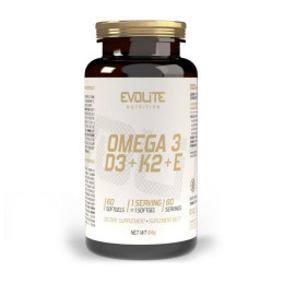 Омега 3 + Вітаміни К2 та Д3 (Omega 3+D3+K2MK7+E), Evolite Nutrition, 60 капсул