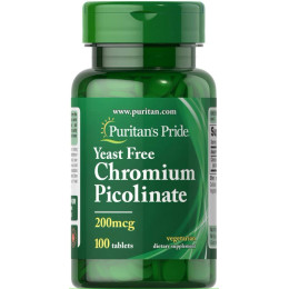 Хром Puritan's Pride Chromium Picolinate 200 mcg Yeast Free 100tabl Puritan's Pride