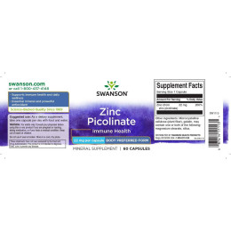 Піколінат цинку Swanson Zinc Picolinate Body Preferred Form 22 mg 60 Caps Swanson