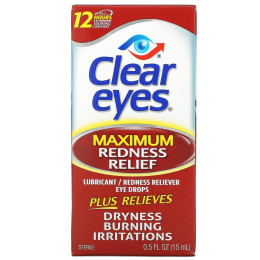 Очні краплі лубриканта / зняття почервоніння Clear Eyes (Maximum Redness Relief Lubricant/Redness Reliever Eye Drops) 15 мл