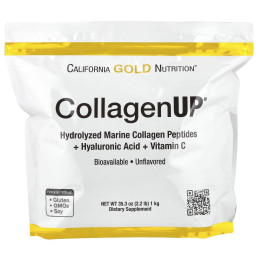 California Gold Nutrition, CollagenUP®, пептиди гідролізованого морського колагену з гіалуроновою кислотою та вітаміном C, без смакових добавок, 1 кг (2,2 фунта)