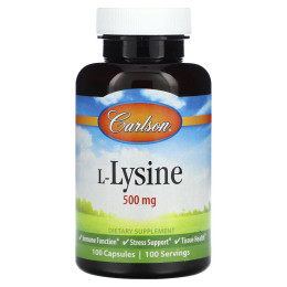 L-лізин Carlson Labs (L-lysine) 500 мг 100 капсул