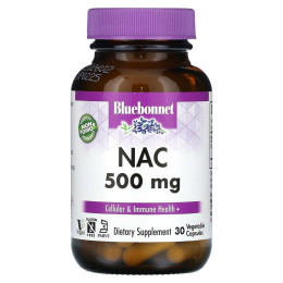 NAC (N-Ацетил-L-Цистеїн), Bluebonnet Nutrition, 500 мг, 30 гелевих капсул