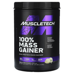 Muscletech, 100% Mass Gainer, ванильный молочный коктейль, 5,15 фунта (2,33 кг)