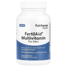 Мультивітаміни для чоловіків, FertilAid for Men - Male Fertility Supplement for Sperm Count, Fairhaven Health, 90 рослинних капсул