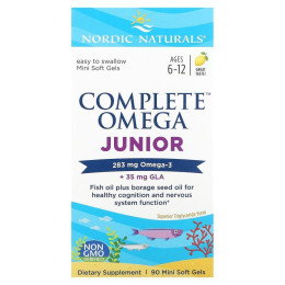 Рыбий жир для подростков, Complete Omega Junior, Nordic Naturals, лимон, 283 мг, 90 капсул