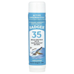 Натуральний мінеральний сонцезахисний стік для обличчя, SPF 35, без запаху, Natural Mineral Sunscreen Face Stick, SPF 35, Unscented, Badger Company, 18.4 г