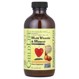 Жидкие мультивитамины для детей ChildLife (Multi Vitamin and Mineral) 237 мл со вкусом апельсин-манго