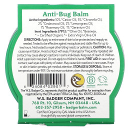 Бальзам от насекомых цитронелла и розмарин Badger Company (Anti-Bug) 56 г