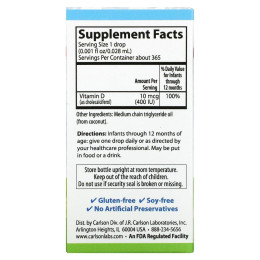 Вітамін Д3 для дітей у краплях Carlson Labs (Baby's Super Daily D3 Liquid Drops) 400 МО 103 мл